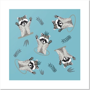 Jolly Playful Raccoons Posters and Art